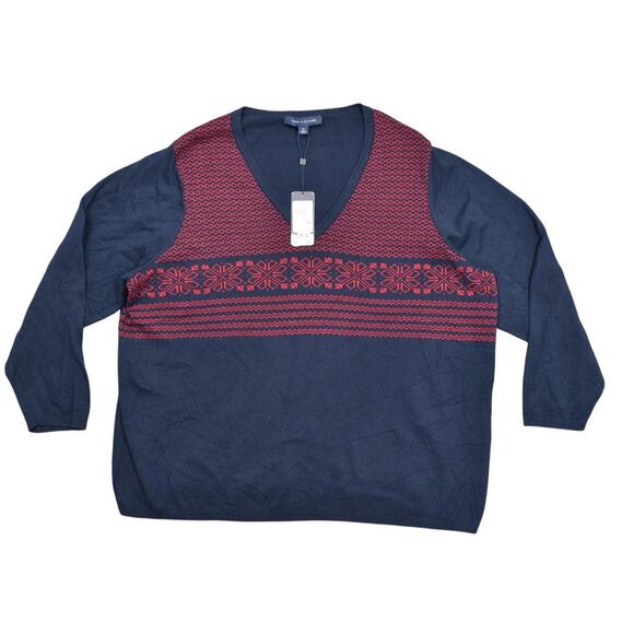 NEW Tommy Hilfiger Womens Fair Isle Pullover Sweater Plus 2X - Picture 1 of 10